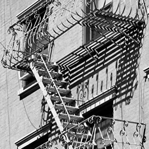 Fire escape staircase, Chelsea, New York, USA