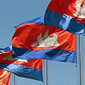 Flags of the Kingdom of Cambodia, Phnom Penh, Cambodia, Southeast Asia