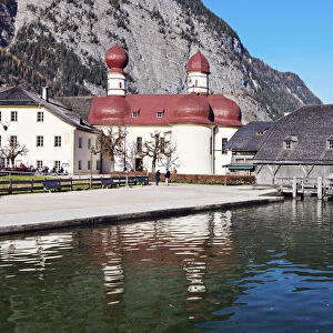 Germany, Bavaria, Berchtesgaden, St. Bartholomews Church by Koenigssee lake