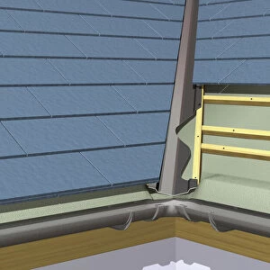 Glass-reinforced polyester (GRP) roof valley, close-up