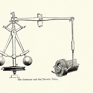 Governor and throttle valve of a steam engine