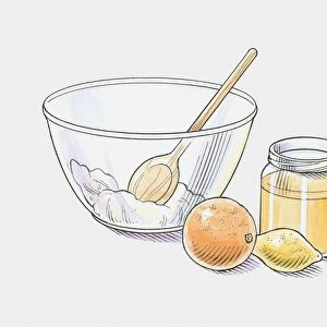 Illustration of ingredients next to mixing bowl