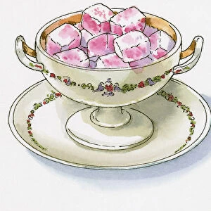 Illustration of Turkish Delight in elegant bowl