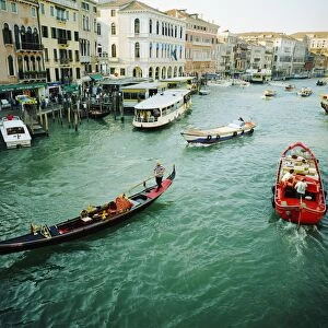 Italy, Venice, gondola and boats on Grand Canal