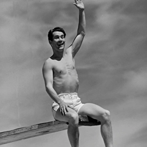 Man on diving board