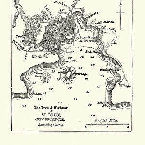 Map of Saint John, New Brunswick, Canada 19th Century