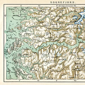 Map of Sognefjord Norway 1898