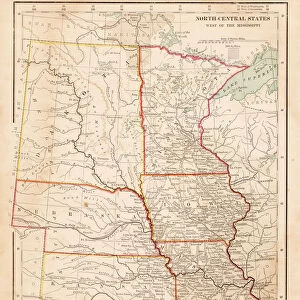 Map of USA North Central States 1877