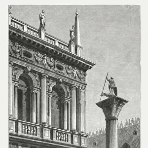 Marciana National Library, Venice, Italy, wood engraving, published in 1884