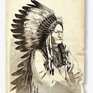 Native American Chief Sitting Bull engraving 1882