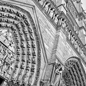 Notre Dame de Paris Facade in Black and White