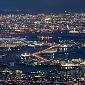 Osaka bay night view from Rokko mountain