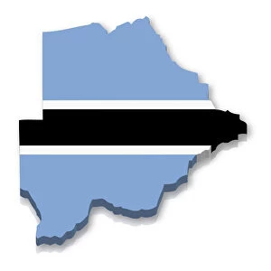 Outline and flag of Botswana, 3D