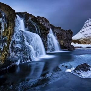Peak of Kirkjufell with waterfall, Kirkjufell, Snaefellsnes peninsula, Iceland
