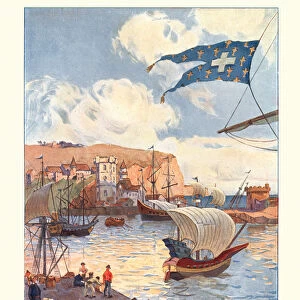 Port of Dieppe, France in the 15th Century