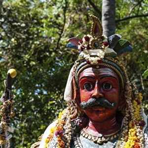 Portrait, statue of the god Madurai Veeran, Mandavi, Tamil Nadu, India