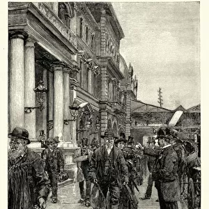 Railway passengers outside Grand Central Depot, New York, 19th Century