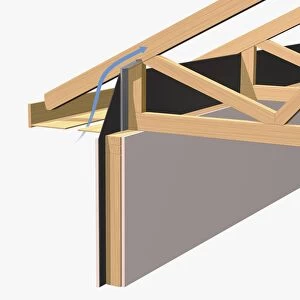 Raised heel truss on roof, close-up