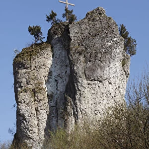 Rock in Baernfels, municipality of Obertrubach, Franconian Switzerland, Upper Franconia, Franconia, Bavaria, Germany, Europe