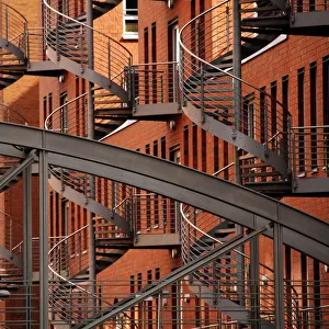 Stairways on brick building