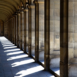Sun shining through colonnade
