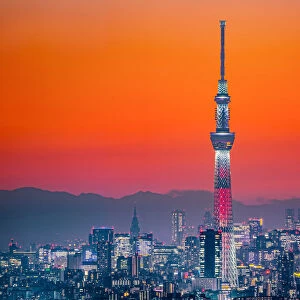 Tokyo Skytree in Orange Twilgiht Sky