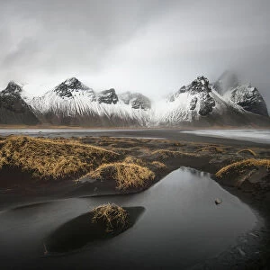 Vestrahorn mountain with black sand beach in the East of Iceland
