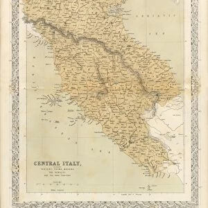Victorian Map of Central Italy, Circa 1865