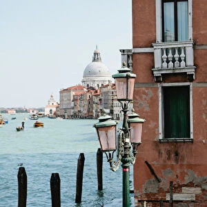 View down The Grand Canal towards Santa Maria della Salute, Venice Italy