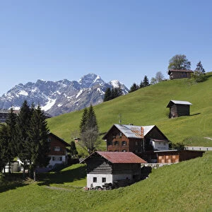 View from Hirschegg on Mt. Grosser Widderstein, Kleinwalsertal valley, Vorarlberg, Austria, Europe