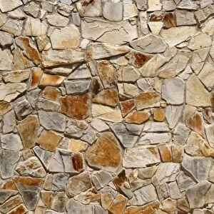 Wall of many beige natural stones, Las Playitas, Fuerteventura, Canary Islands, Spain