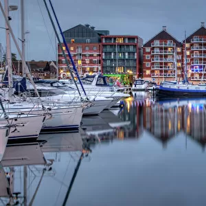 The waterfront in Ipswich at dusk