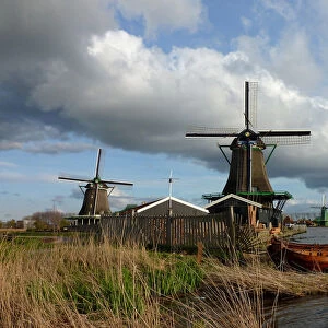 Windmills along the river in Zaanse Schans