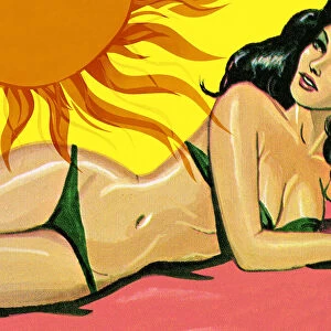 Woman in Bikini Lying in Sun