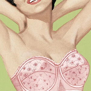 Woman in Pink Strapless Bra