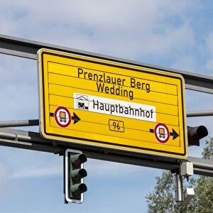 Yellow traffic sign, Mitte district, Berlin, Germany, Europe