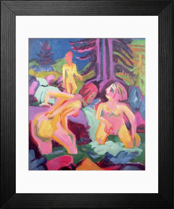 Framed Print : Three Bathers in a Stream Framed Print : Three Bathers in a Stream