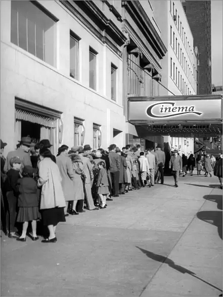 Line at movie theatre, NYC (vintage)