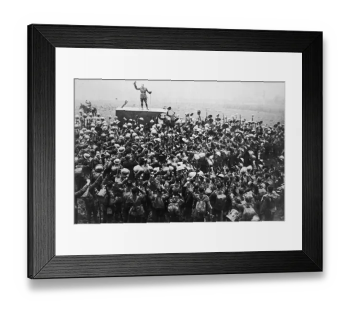 Framed Print : Armistice. 1918, A crowd of soldiers on the Western Front celebrating as Framed Print : Armistice. 1918, A crowd of soldiers on the Western Front celebrating as