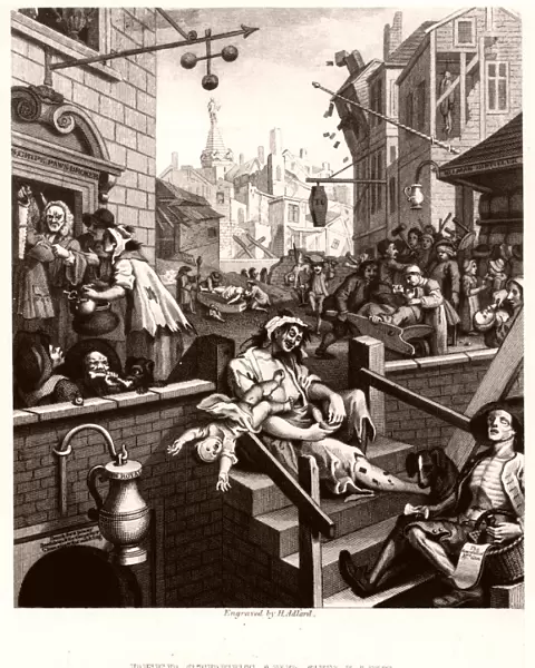 Gin Lane. This print was published as a pair with Beer Street