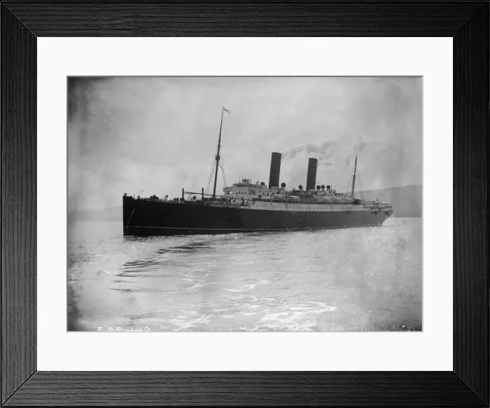 Framed Print : Franconia. The Cunard cruise liner Franconia, which was destroyed by a U-boat in 1916 Framed Print : Franconia. The Cunard cruise liner Franconia, which was destroyed by a U-boat in 1916