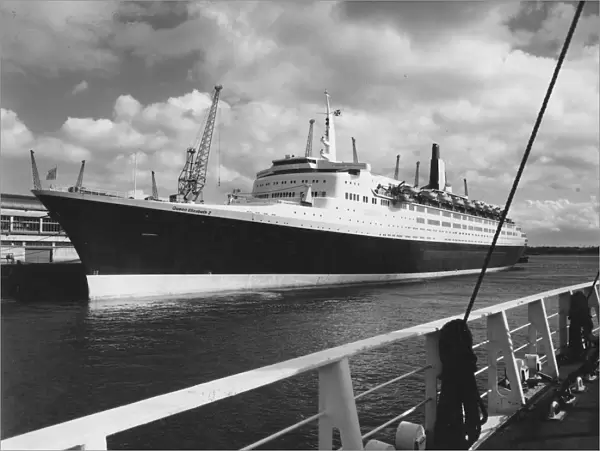 QE2. The QE2 (Queen Elizabeth II) liner moored alongside Southamptons Ocean terminal