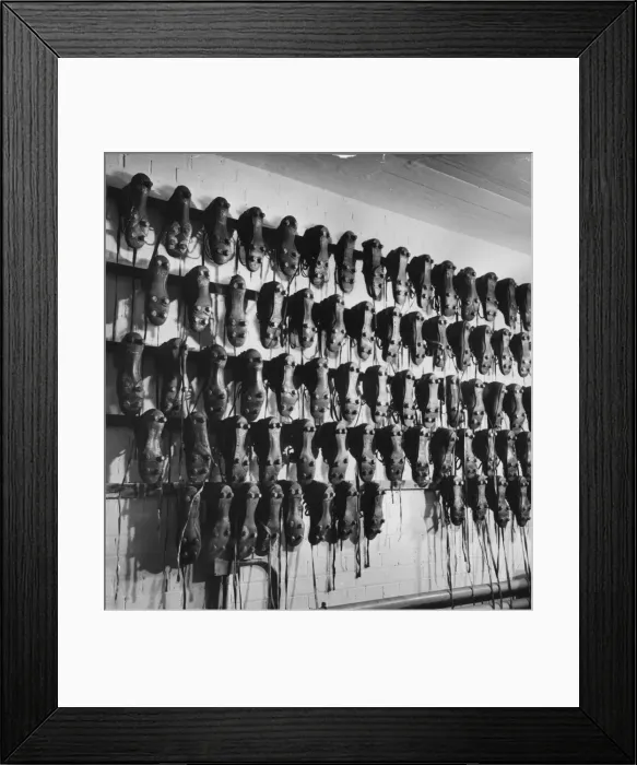 Framed Print : Boot Room. 1st December 1951: Arsenal FC boot room at Highbury Framed Print : Boot Room. 1st December 1951: Arsenal FC boot room at Highbury