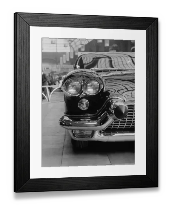Framed Print : Cadillac. The front wing of a Cadillac Eldorado Brougham at the Paris Motor Show Framed Print : Cadillac. The front wing of a Cadillac Eldorado Brougham at the Paris Motor Show