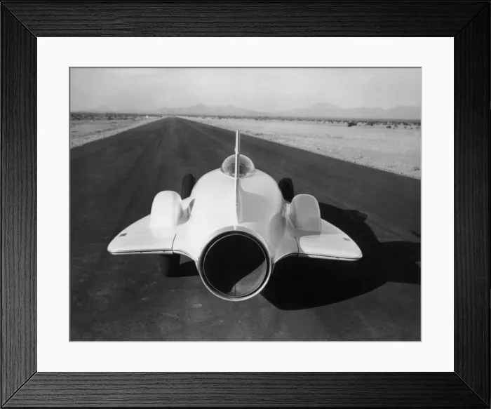 Framed Print : Jet Car. A rear view of General Motors experimental gas turbine powered vehicle Framed Print : Jet Car. A rear view of General Motors experimental gas turbine powered vehicle