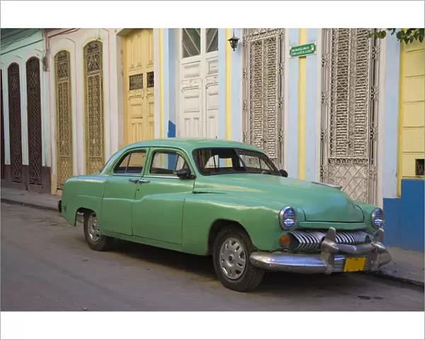 1950s Car Parked on Dilapidated Cuban Street