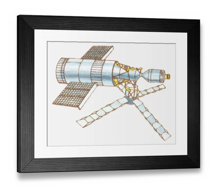 Framed Print : Illustration of NASA skylab space station, 1970s Framed Print : Illustration of NASA skylab space station, 1970s