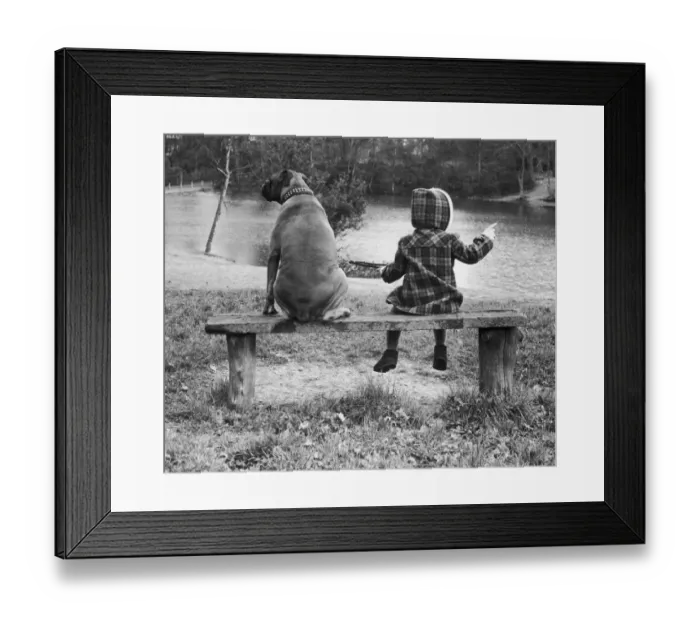 Framed Print : Little Girl And Dog Framed Print : Little Girl And Dog