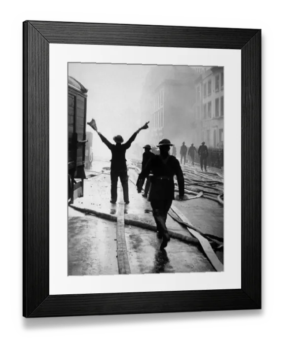Framed Print : 1940 Firemen signallers Clearing UP Framed Print : 1940 Firemen signallers Clearing UP