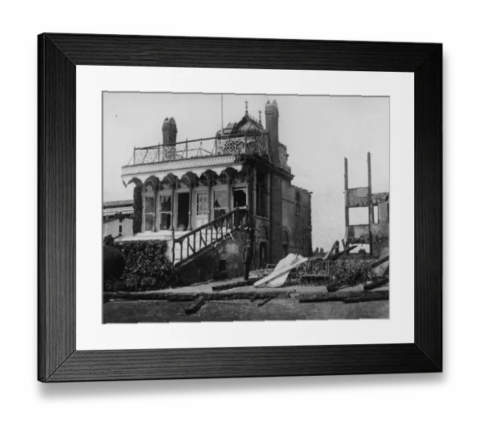 Framed Print : Royal Box in the grandstand at Hurst Park Racecourse burnt down by Suffragettes Framed Print : Royal Box in the grandstand at Hurst Park Racecourse burnt down by Suffragettes